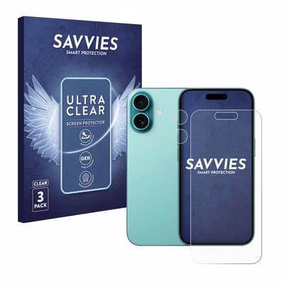 Savvies - Screenprotector voor Apple iPhone 16 (Voor+Camera) - Folie Beschermfolie transparant 6 Stuks