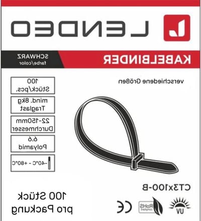 Kabelbinders Zwart - Tie Wraps - Kabel Organisatie - UV-bestendig Polyamide - 100 Stuks - Zwart