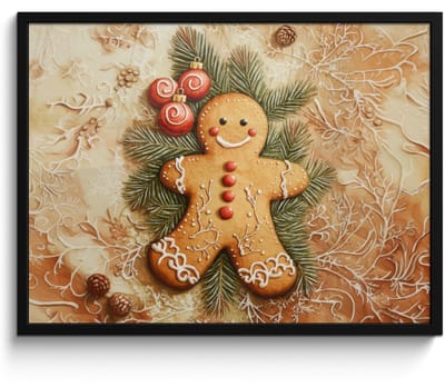 Poster in lijst - Fotolijst 70x50 cm - Posters - Kerstmis - Koekje - Poppetje - Speculaas - Posterlijst zwart - Decoratie - Wanddecoratie woonkamer - Muurdecoratie slaapkamer - Kerstversiering - Kerstdecoratie voor binnen - Kerstmis
