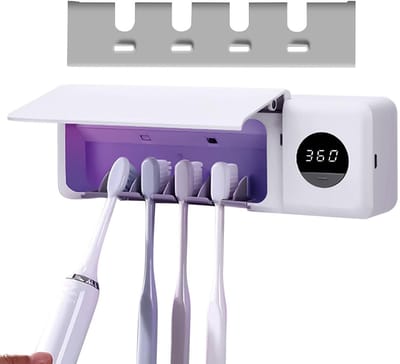 Tandenborstel Sterilisator - Ontsmetter - Sterke UV Reiniging - Inclusief Ventilator - 4 Tandenborstels - USB Oplaadbaar - Desinfectie - Wit