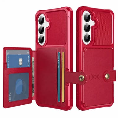 Portemonnee Hoesje Geschikt voor Samsung Galaxy A57 - Back Cover met Pasjeshouder - Telefoonhoesje voor Pinpas - Kaarthouder op Achterkant - Case met Magneet Rood
