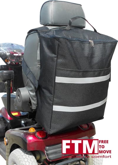 Zorgmiddelenaanhuis - Scootmobiel Boodschappentas - scootmobiel tas - scootmobieltas - tas voor scootmobiel - 15 cm x 40 cm x 46 cm (LxBxH) - Zwart met witte reflectie