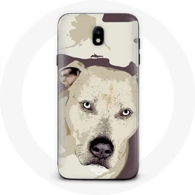 Coque - Samsung - Galaxy J3 2017 - Souple - Chien de Pitbull - Blanc blanc