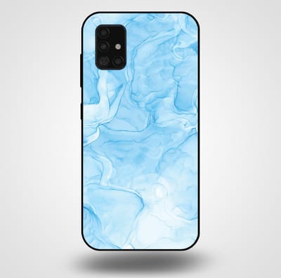 Smartphonica Telefoonhoesje voor Samsung Galaxy A51 5G met marmer opdruk - TPU backcover case marble design - Lichtblauw geschikt voor Samsung Galaxy A51 5G