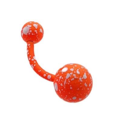 Aramat Jewels | Navelpiercings | Stalen navelpiercing met spetters | Fel Oranje | |8mm | Staal | Volwassenen | Verkleurd niet