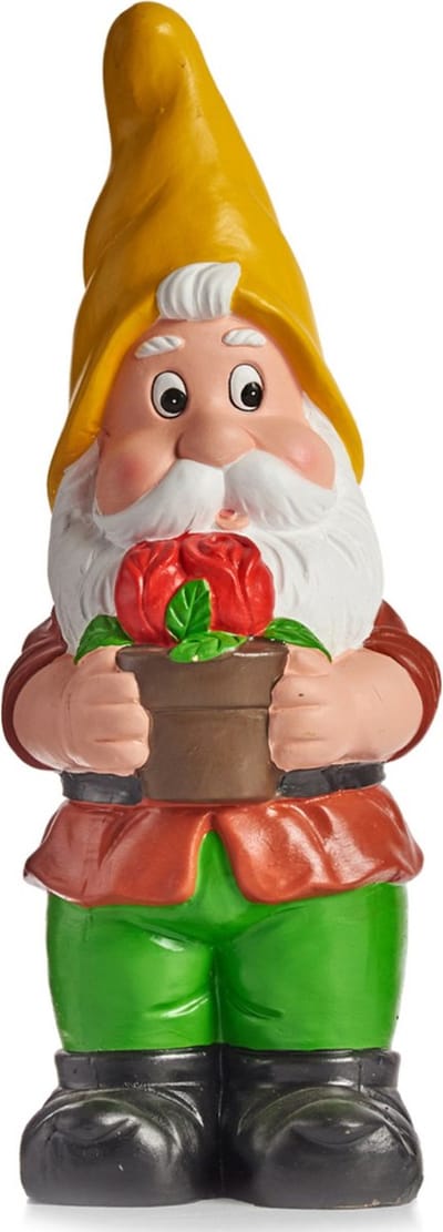 Ibergarden Tuinkabouter beeldje Dwerg met gele muts - Keramiek - 50 cm