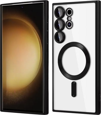 Telefoonhoesje Geschikt voor Samsung Galaxy S22 Ultra – Siliconen Hoes met Chroom – Compatibel met MagSafe – Geïntegreerde Camerabescherming – Zwart – FuturiQ