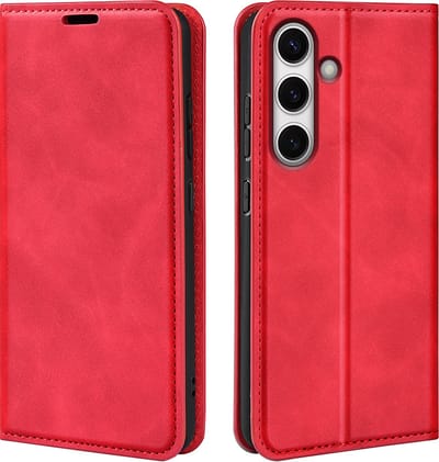 MobyDefend Hoesje - Geschikt voor Samsung Galaxy S24 FE - Luxe Wallet Bookcase (Magnetische Sluiting) - Rood