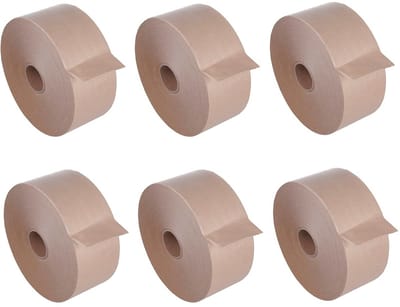 Wateractieve Kraft Tape voor Dispenser - 6 Rollen - 70mm x 150m - Verstevigd Papier