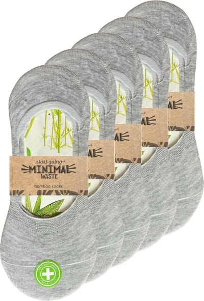 green-goose® Bamboe Dames Footies | 5 Paar | Sneakersokken | Grijs | Anti zweet | 35-42 | Ecologisch en Duurzaam