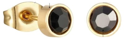Aramat Jewels | Oorbellen | Goudkleurige Oorbellen Met Zwarte Kristal | | | |5mm | Staal | Kinderen, Volwassenen | Verkleurd niet