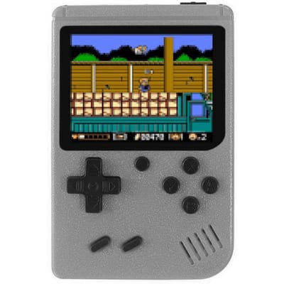 Draagbare handheld gameconsole met gamepad, 3 inch full-color scherm, ingebouwde 500 retro-games donkergrijze kleur