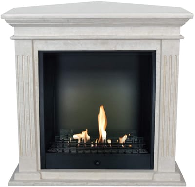 Xaralyn Bio-ethanol haard - Cadiz-Corner BCL - wit natuursteen - 3 KW verwarming - haardombouw inclusief inbouwhaard - schouw - hoekhaard