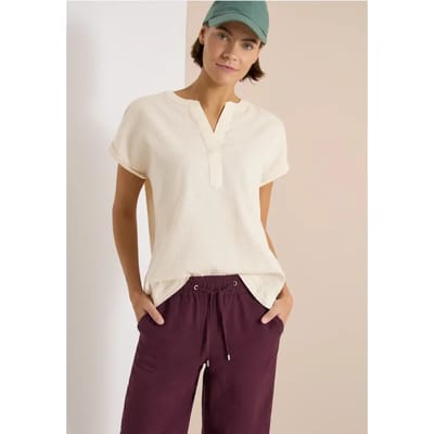 Blouse met overhangende schouders in seersucker kwaliteit