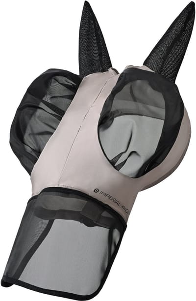 Imperial Riding - Vliegenmasker met Neus - IRHTrail ride - Light Olive - Maat Pony