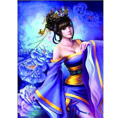 Diamant borduurwerk portret prinses vol strass diamant schilderij kruissteek 20X30CM blue