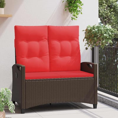 vidaXL - Tuinbank - Bruin - en - Rood - 105 - x - 60 - x - 112 - cm - Staal - en - Polyester