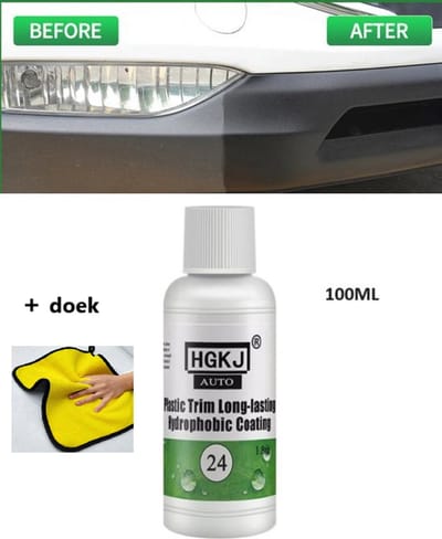 TLVX Kunststof Auto herstel / Plastic Trim Coating / Plastic coating / Bumper donker maken / Kunststof verkleuring herstellen / Kunststof Cockpit vernieuwen / Auto kunststof nieuw / Bumper Black / Langdurige bescherming / 100ML + Poetsdoek