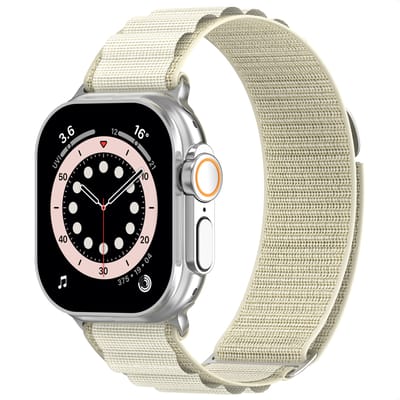 Nylon bandje - Geschikt voor Apple Watch 1, 12, 2, 3, 4, 5, 6, 7, 8, 9, 10, 11 (42 mm), SE - 38/40/41 mm - Sterrenlicht