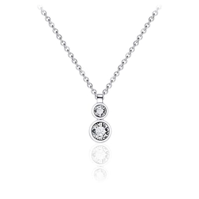 Jewels Inc. - Hanger incl. Ketting - Solitaire gezet met 2x Zirkonia Stenen in een gladomzetting - 10mm x 5mm - Lengte 42+5cm - Gerhodineerd Zilver 925