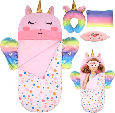 Slaapzakset voor Babypoppen met Kussen en Slaapmasker - Perfect Cadeau voor Meisjes