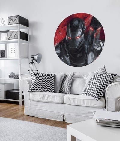 Fotobehang - Avengers Painting War-Machine 125x125cm - Rond - Vliesbehang - Zelfklevend