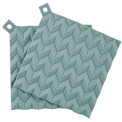 Set van 2 siliconen pannenlappen en onderzetters - hittebestendige antislip keukenaccessoires in groen