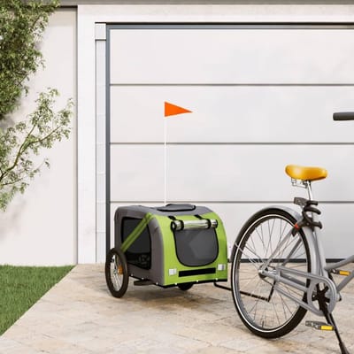 Fietskar Huisdier - Hondenaanhanger Reisbuggy - Comfortabel Vervoer - Robuust IJzeren Frame - 1335 cm Lengte - Groen Grijs