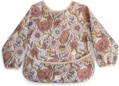 Mushie slabbetje met mouwen – retro bloemen