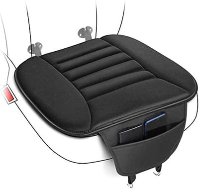 Autostoelkussens - Autostoelkussens met opbergtassen - Stoelbeschermers geschikt voor auto-interieurs, bureaustoelen en stoelen thuis - Gemaakt van comfortabel traagschuim met een antislip rubberen onderkant - Zwart