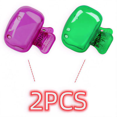2 Stuks Reizen Tandenborstel Opzetborstel Covers – Beschermende Brush Pod Case met Plastic Clip – Groen en Paars – Draagbare Tandenborstel Protector Cap voor Huishoudelijk Gebruik, Reizen, Camping en Vakantie