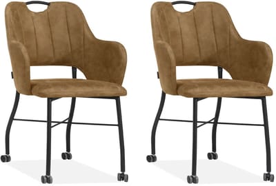 MX Sofa - Eetkamerstoel Selena - Softyl Cognac (set van 2 stuks)