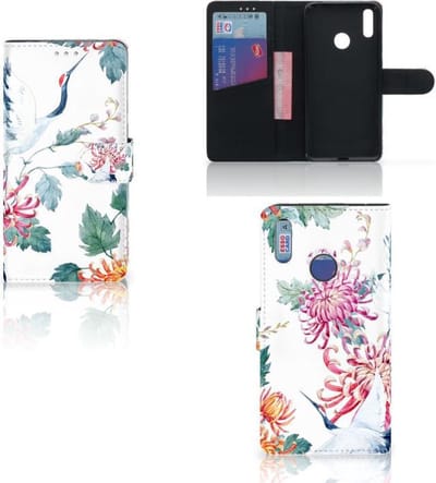 Huawei Y7 (2019) Telefoonhoesje met Pasjes Bird Flowers