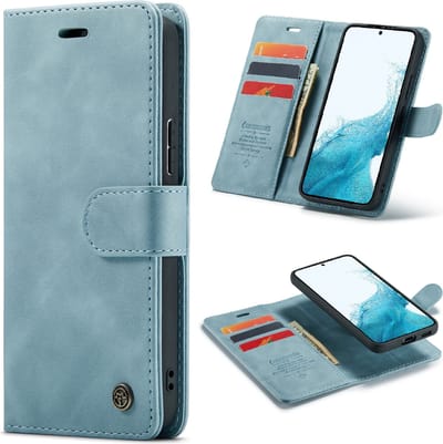 Casemania Hoesje Geschikt voor Samsung Galaxy A13 4G/ A13 5G - Aqua Blue - 2 in 1 Magnetic Book Case