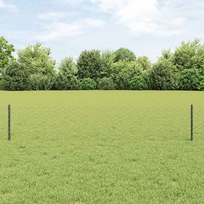 vidaXL - zeshoekig - gaasgek - met - palen - 10 - x - 0,4 - m - PVC-Coated - Staal - Grijs