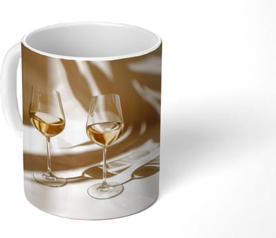 Mok - Koffiemok - Wijn - Wijnglazen - Wit - Mokken - 350 ML - Beker - Koffiemokken - Theemok