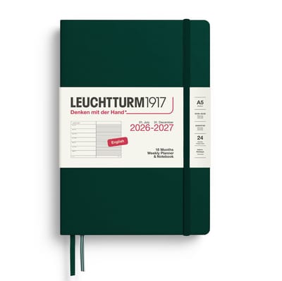 Leuchtturm1917 - Agenda en Notitieboek - 18 maanden - 2026/2027 - Forest Green - A5 - Medium - Harde kaft