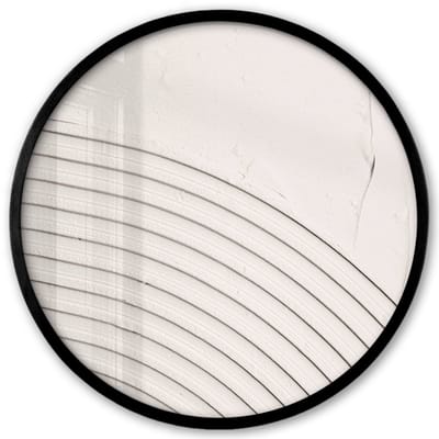 Poster in lijst Rond - Fotolijst 40x40 cm - Posters - Kunst - Wit - Lijnen - Abstract - Ronde posterlijst zwart - Decoratie - Wanddecoratie woonkamer - Muurdecoratie slaapkamer