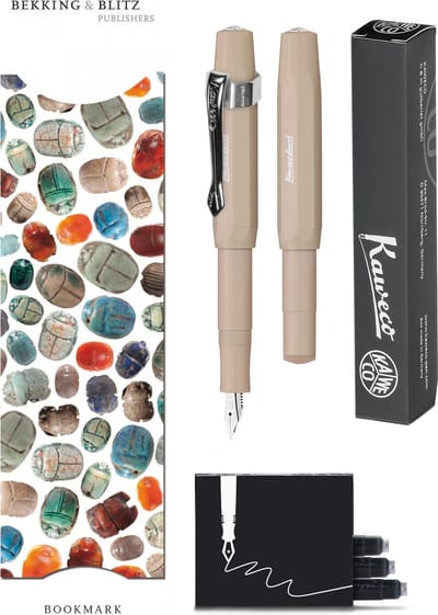 Kaweco - Vulpenset - 4delig - Vulpen Sport Skyline Macchiato Fountain Pen - Extra Fine - Nostalgic Octagonal Clip Chrome - Doosje zwarte vullingen - Bekking & Blitz Boekenlegger -nr35