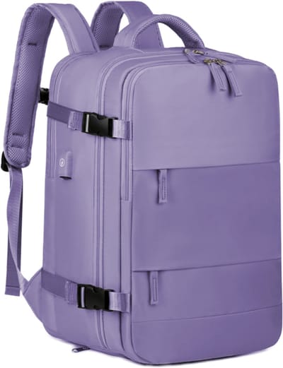 Somstyle Reis Rugzak - 45 x 31 x 20 CM - Handbagage Tas met Schoenenvak - Schooltas - Met USB-Oplaadpoort - Geschikt voor 14 Inch Laptop - Paars