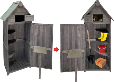 MKSS® Tuinkast Hout - Tuinkist - Tuinkasten voor Buiten - Tuinberging - 50x75x180cm - Grijs