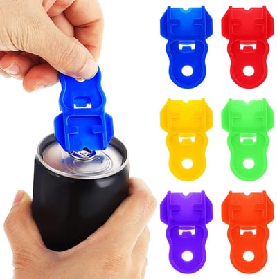 Dailygoods- Blikopener - 6 Stuks - Draagbaar - Plastic - Lekvrij - Gemakkelijk in gebruik - Bescherming tegen stof en zand - Blikkenopener