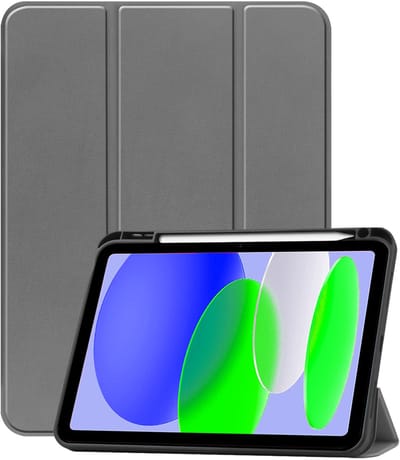 Hoesje Geschikt voor Apple iPad A16/A18 (2025/2026) - 11 inch (11e & 12e generatie) - Dun & Stevig - Trifold Bookcase - Hard Cover Case - Met Uitsparing Geschikt voor Apple Pencil - Hardcover Book - Tablet Hoes - Grijs