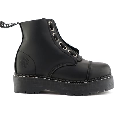 Grinders Unisex Zwarte Leren Enkel Casual Zip Laarzen - Cameron ACS