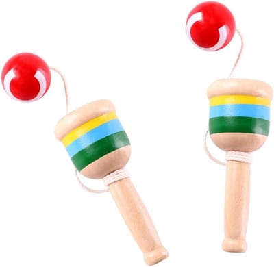 2 Stuks Houten Catch Ball Mini Cup en Bal Spel voor Oog-Hand Coördinatie, Kendama Speelgoed en Cadeau voor Kinderen
