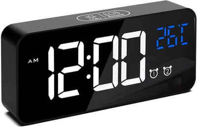 longziming -Oplaadbare LED Muziekwekker - Zwarte Kleur - Digitale Klok met Grote Cijfers, USB Poort en Instelbaar Alarmvolume
