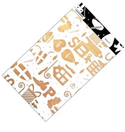 25x Cadeauzakje Sinterklaas goud - zwart - mijter 12x19cm