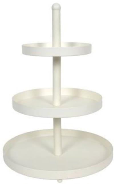 Cookinglife Etagère Metaal Wit – Ø 20, 25 & 30 cm – 3-Laags – 55 cm Hoog – Elegante Witte Serveertoren – Grote Diameter voor Ruime Presentatie – Geschikt voor High Tea, Taart, Kaas of Fruit – Eyecatcher voor Buffet of Tafel