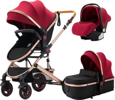 Happyment 3 in 1 Kinderwagen - Buggy - Wandelwagen Baby - Reisbuggy - Reis Buggy - Plooibuggy - Rood