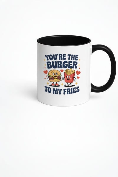 Mok 'You're The Burger To My Fries' | Romantisch Burger Frietjes Liefdes Cadeau | Valentijnsdag
